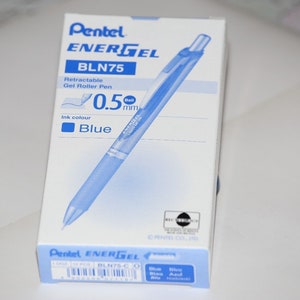 12 X Pentel EnerGel Retractable Gel Roller Ball Pen 0.5mm BLN75 Blue Color