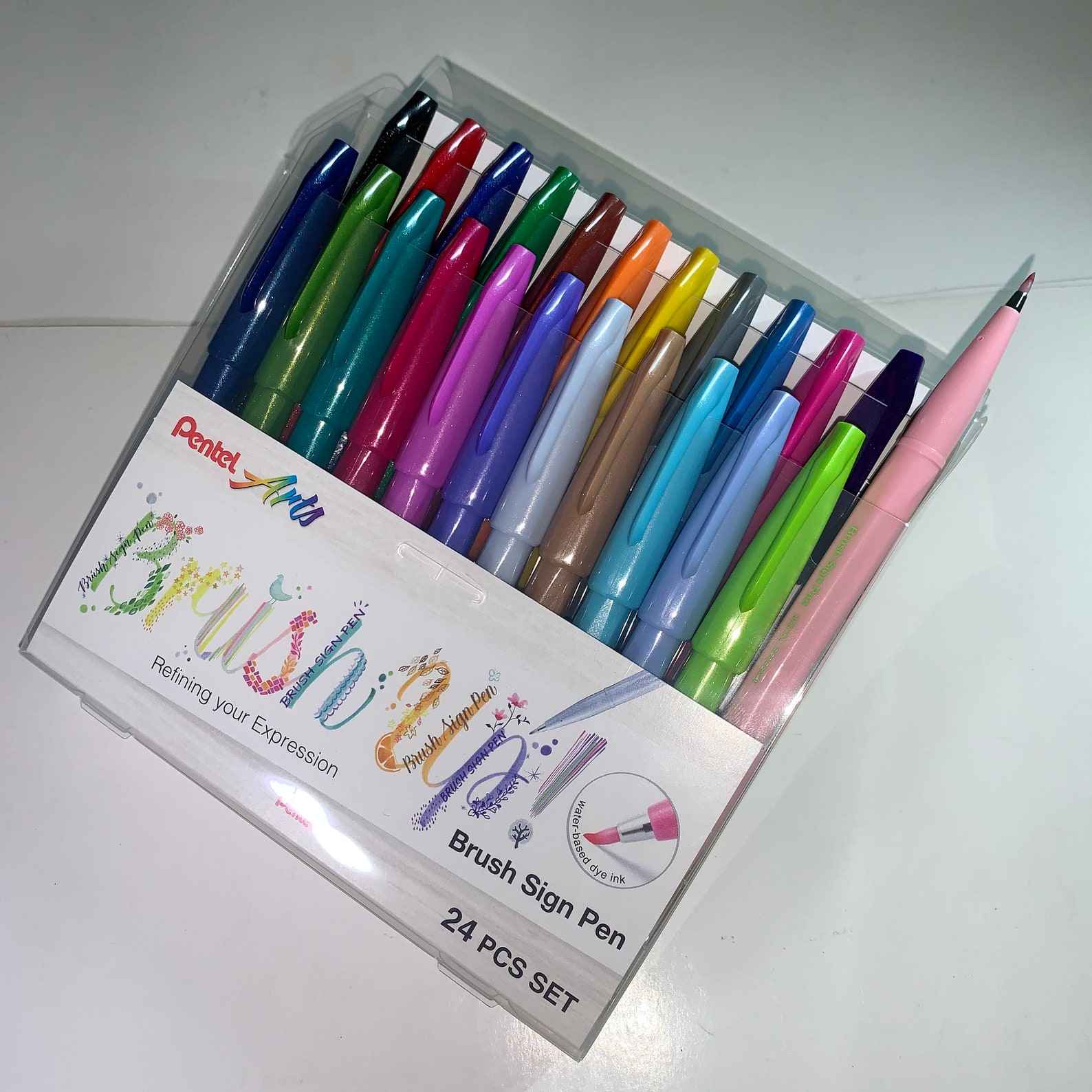 24 Colors New Pentel Fude Touch Brush Sign Pen 24 Colors BOX Etsy