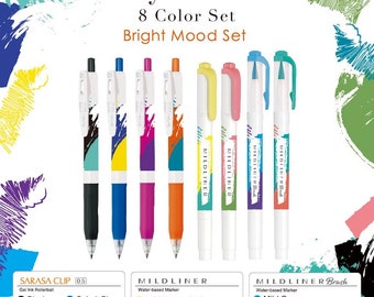 Zebra My Mood :Bright Mood Set, 4 X Sarasa, 4 x Mildliner . Limited Edition. Made in Japan