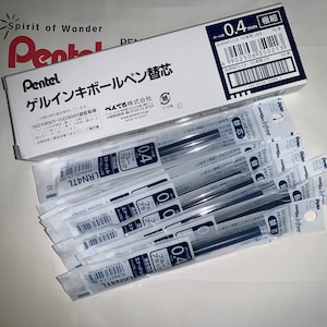10 pcs Pentel Energel Refill 0.4mm navy blue color needle tip Made in Japan 10 refills in box