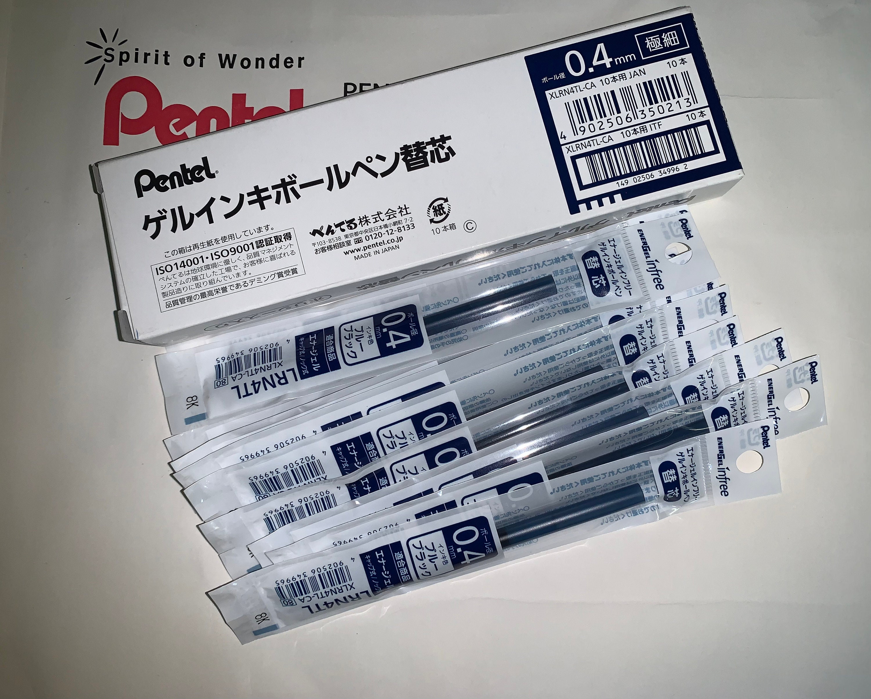 Pentel EnerGel-vullingen: 0,4 mm marineblauwe naaldpunt (10 stuks)