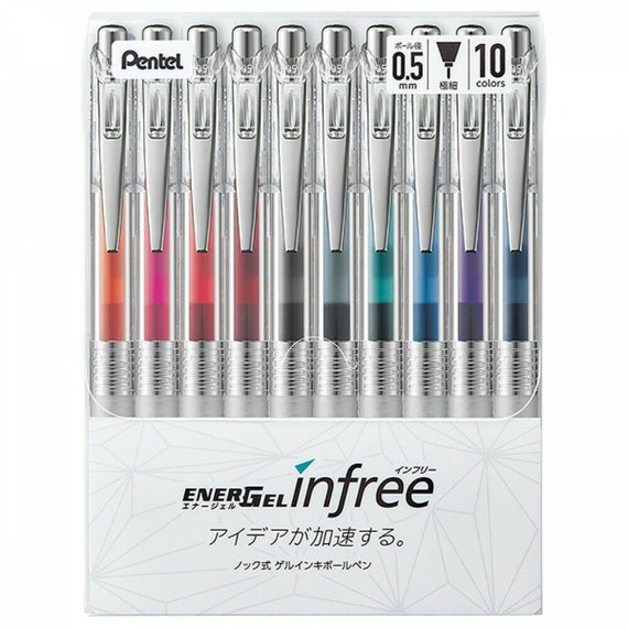 Buy 10 Pens Set Pentel Energel Infree Gel Pen 0.5mm 10 Color Box Set Gel  Pen Online in India 