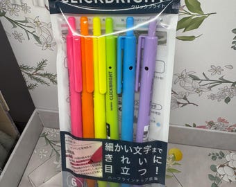 Zebra Click Bright Highlighter retractable 6 color pen set