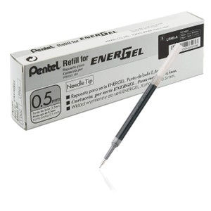 12 stuks Pentel Energel-vulling 0,5 mm zwarte kleur Made in Japan, een dozijn in doos