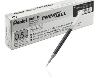 12 Stück Pentel Energel Refill 0,5 mm Schwarze Farbe Made in Japan ein Dutzend in Box