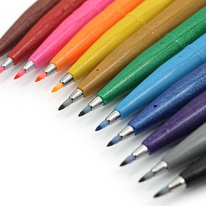 Pentel Fude Touch Brush Sign Pen 12 Colors BOX SET - Etsy