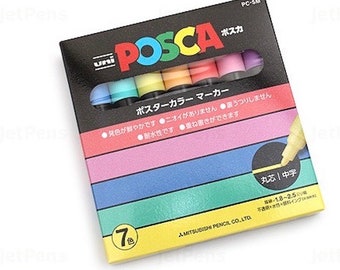 Uni Posca PC-5M Paint Marker - Pastel Natural Color - Medium Point - 7 Color Set