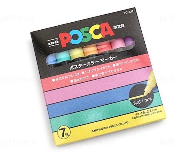 Posca PC-5M (1.8 - 2.5mm) - Set Japonés De 7 Colores Pastel - Dibujo &  Escritura