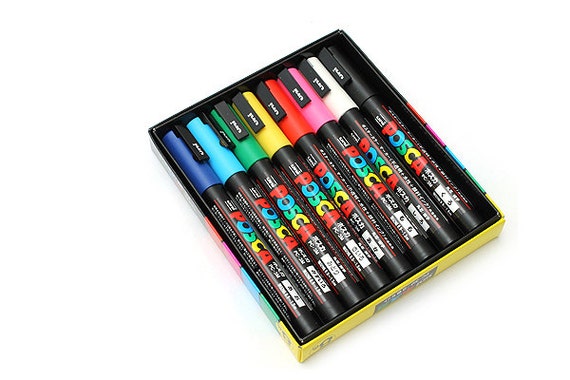 uni POSCA Acrylic Paint Marker - PC-3M Fine - 8 Glitter Color Set 