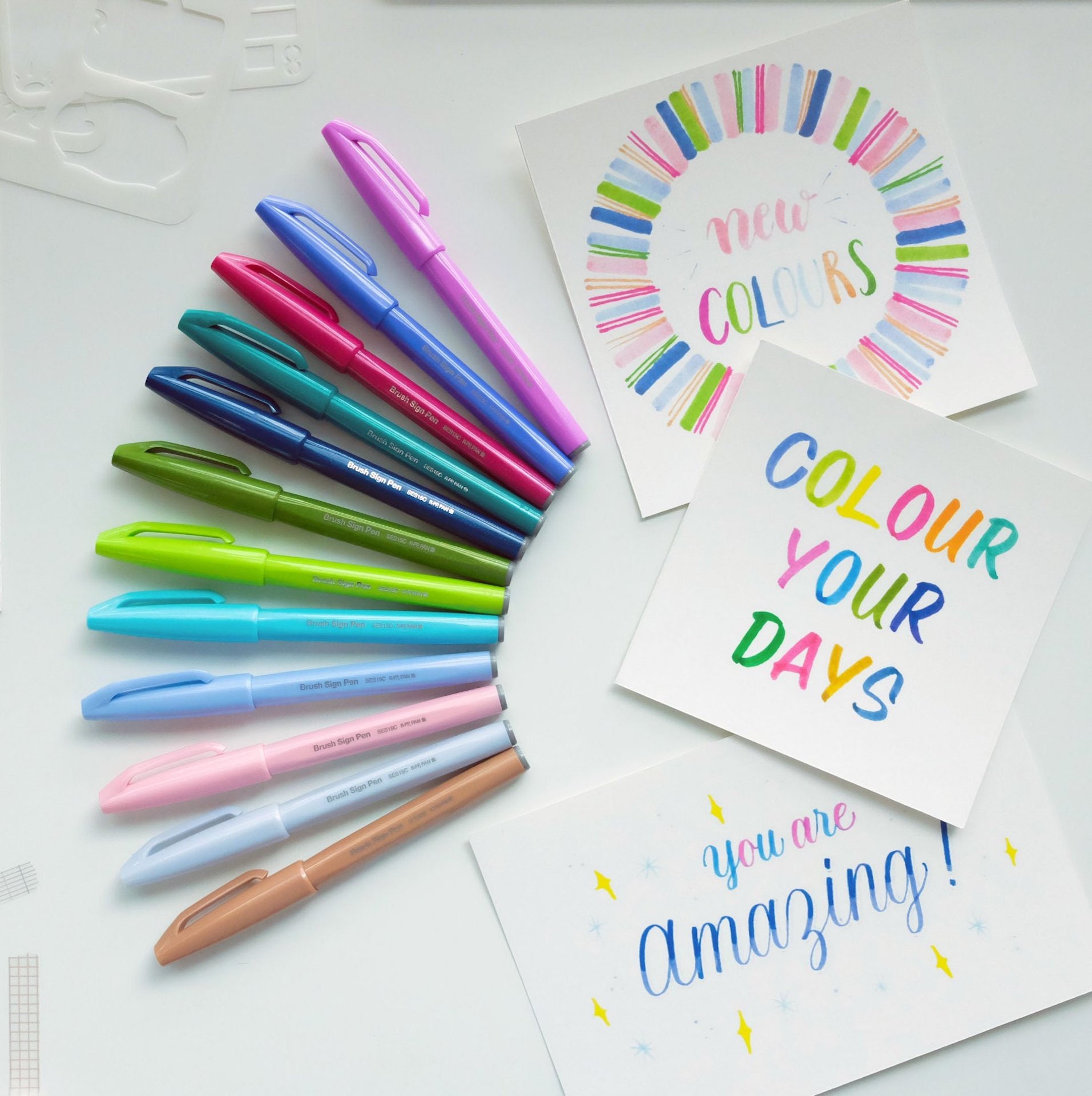 Pentel Sign Pen Brush NEW Pastel Series Pastel Color Pentel Fude Touch Brush Sign - Etsy UK