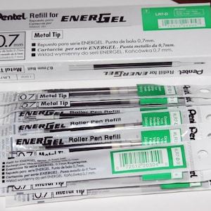 12 pcs Pentel Energel Refill 0.7mm green color Made in Japan one dozen in box