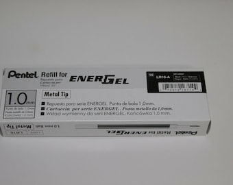 12 piezas Pentel Energel Recambio 1,0 mm Color negro Hecho en Japón una docena en caja