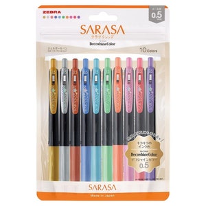 Zebra JJ15-10C-SH-N Sarasa Decoshine Color 0.5mm Gel Pen 10 Colors Set,