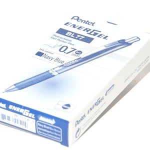 12 X Pentel EnerGel  Retractable Gel Pen 0.7mm BL77 NAVY BLUE INK