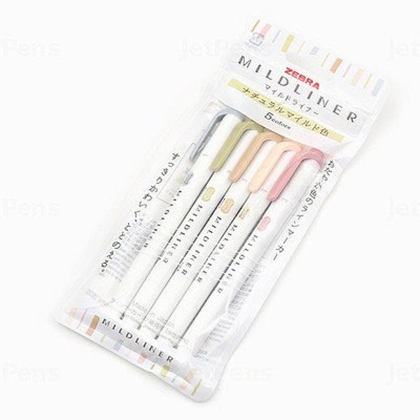 ZEBRA  Mildliner Double-Sided Highlighter - Fine / Bold - 5 Natural Color Set