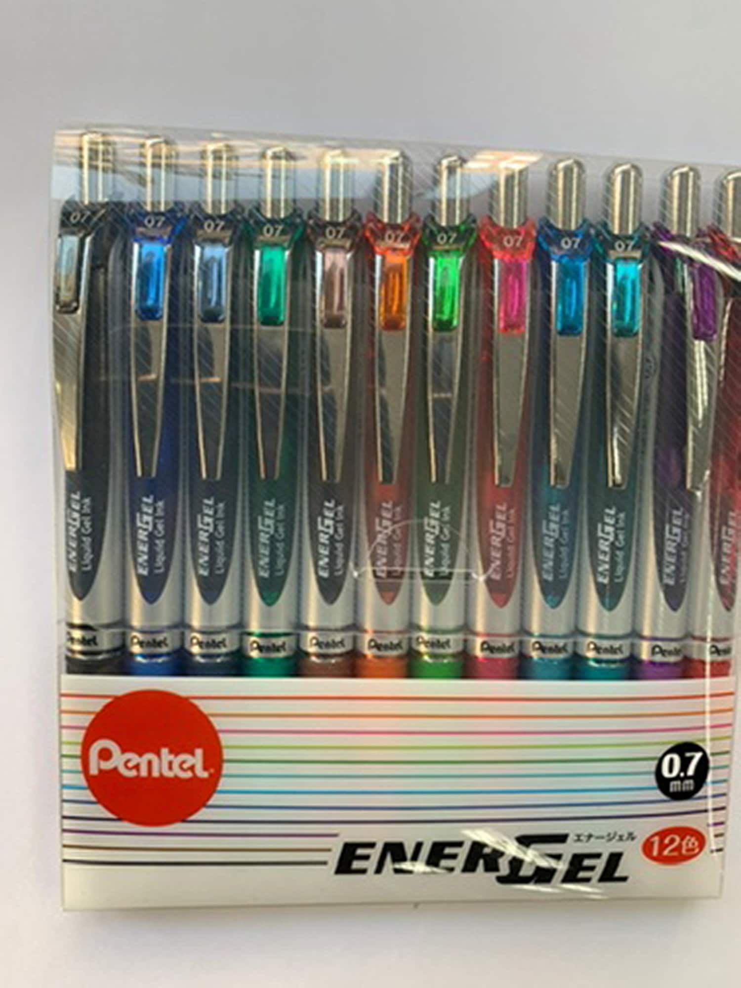 Juego de 12 colores Pentel EnerGel Pen 0,7 mm, 12 bolígrafos de gel.