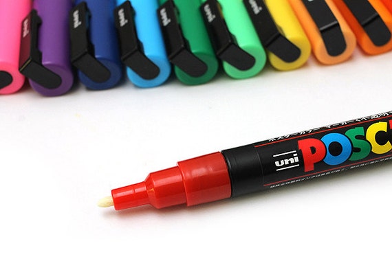 uni® Posca PC-3M Paint Markers - Fine Marker Point - Green, Blue, Light  Blue, Yellow, Red, Pink, White, Black Water Based, Pigment-based Ink - 8 /  Pack - Thomas Business Center Inc