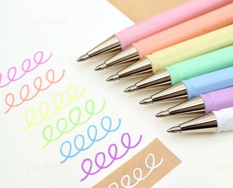 Pentel Hybrid Milky K108 0.8mm Pastel Gel Roller Pens 7 Etsy