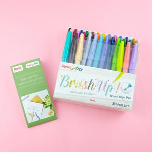 Neue Version 30 Farben Neuer Pentel fude Touch Pinsel Sign Pen 30 Farben BOX SET _12 Originalfarben +12 Pastellfarben + 6 neue Farben