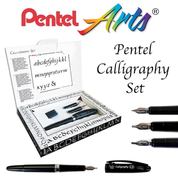 Pentel Tradio Calligraphy Fountain Pen Gift Box Set 1.4/1.8/2.1mm 3 Nibs 