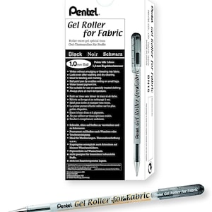 Rouleau de gel Pentel pour tissu COULEUR NOIRE 12 stylos (une douzaine) dans une boîte