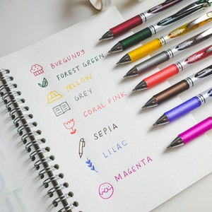 Nouveau jeu de 8 couleurs Pentel EnerGel RTX Stylo roller gel rétractable Pentel 0,7 mm
