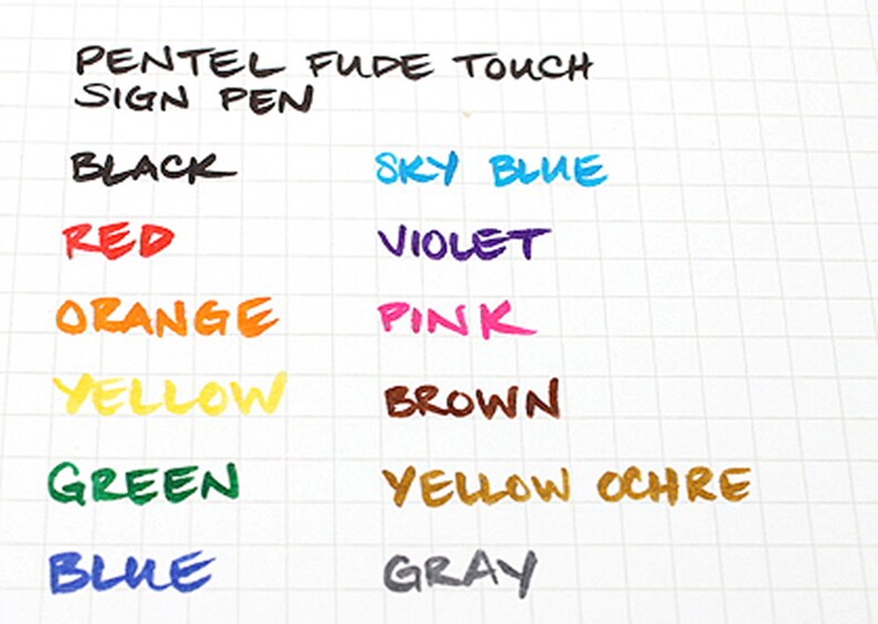 Pentel Fude Touch Brush Sign Pen 12 Colors BOX SET - Etsy
