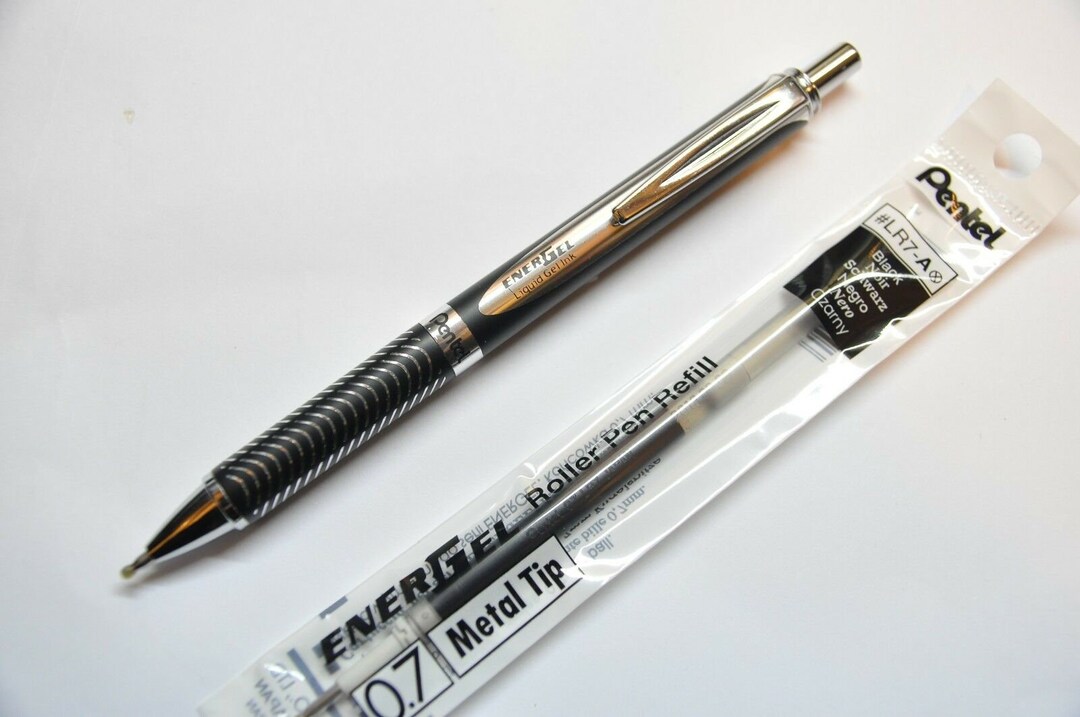 Pentel Energel Alloy Retractable Gel Roller Pen 0.7mm Black Barrel