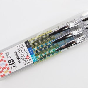 Juego de 3 bolígrafos Pentel EnerGel de 0,5 mm con patrón Nippon, edición limitada