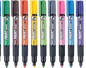 Marqueur à peinture permanent Pentel, puce moyenne, MMP20, lot de 15 couleurs.