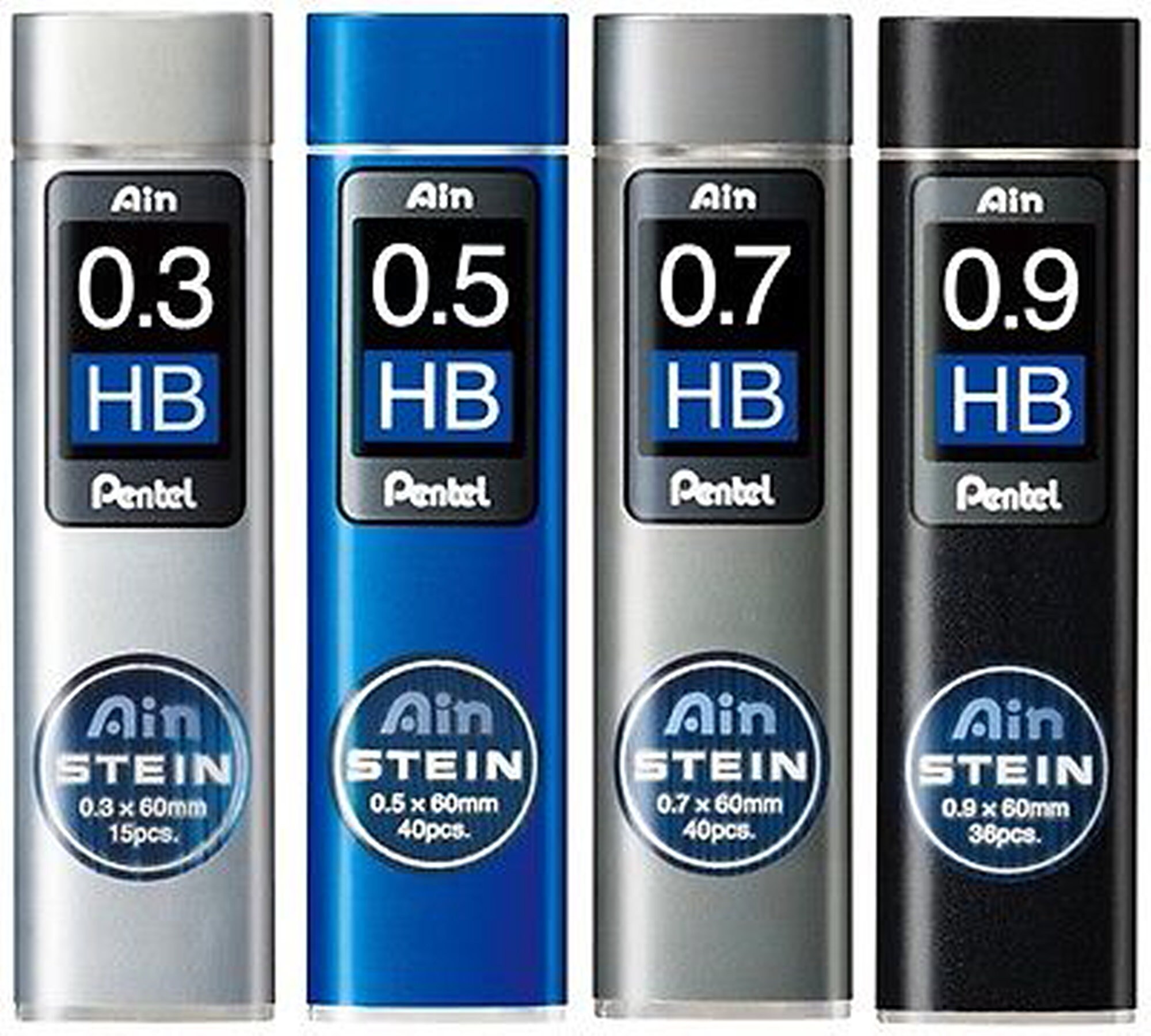 Pentel Ain Stein C275 0.5mm x 60mm x 40 pcs pencil leads x 2 tubes 