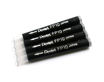 Quatre cartouches de recharge FP10 pour stylo pinceau Pentel de poche, cartouches d'encre noire