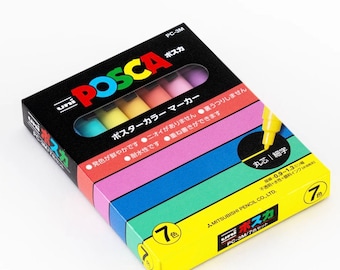 Uni Posca PC-3M Paint Marker: Pastel Natural Colors, Fine Point, 7 Color Set