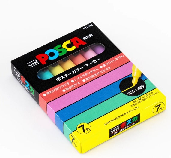 Uni Posca PC-3M Paint Marker: Pastel Natural Colors, Fine Point, 7 Color Set