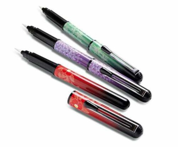 Pentel Refillable Calligraphy Pocket Brush Pen Limited Edition 3 COLROR  SET. 