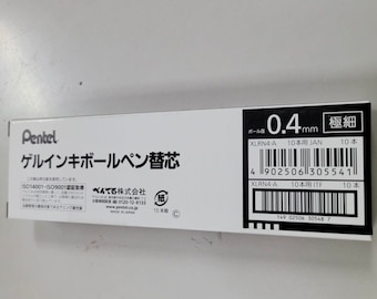 10 stuks Pentel Energel-vulling 0,4 mm zwarte naaldpunt Made in Japan 10 vullingen in doos