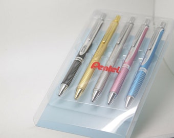 Pentel EnerGel Alloy Gel Roller Pen 0.7mm 5 Farben Box Set Aluminium Fass