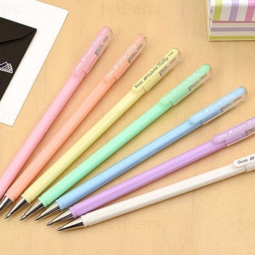 Pentel Hybrid Milky K108 0.8mm Pastel Gel Roller Pens 7 Etsy