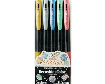 Zebra  Sarasa Decoshine Color 0.5mm Gel Pen 5 Colors Set,