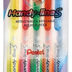 Pentel 5 colors pack Handy-line S Retractable & Refillable Highlighter