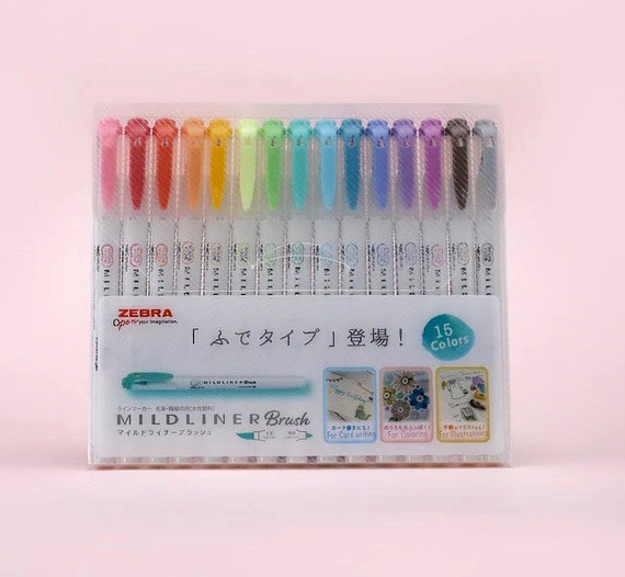 Japan Version ZEBRA Mildliner Brush 15 Colors BOX Set Etsy Singapore