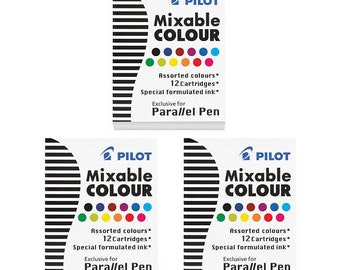 3 recharges pour stylo calligraphie parallèle Pilot - 12 couleurs assorties de cartouches d'encre