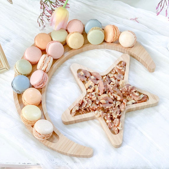 Eid Serving Tray With Moon & Star Design - Rustic Ramadan Party Decoration Tray