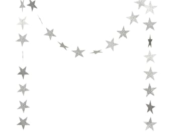 Silver Metallic Star Garland | Wedding Decor | Silver Star Garland | Silver Star Banner | Silver Eid Decor | Silver Ramadan Decor