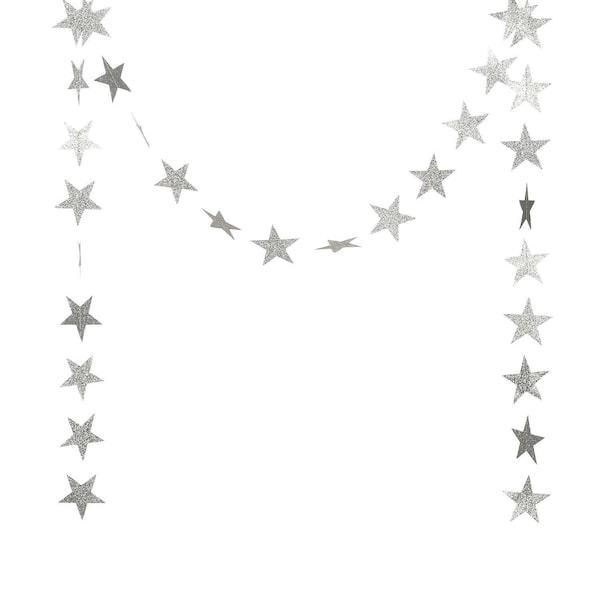 Silver Metallic Star Garland | Wedding Decor | Silver Star Garland | Silver Star Banner | Silver Eid Decor | Silver Ramadan Decor