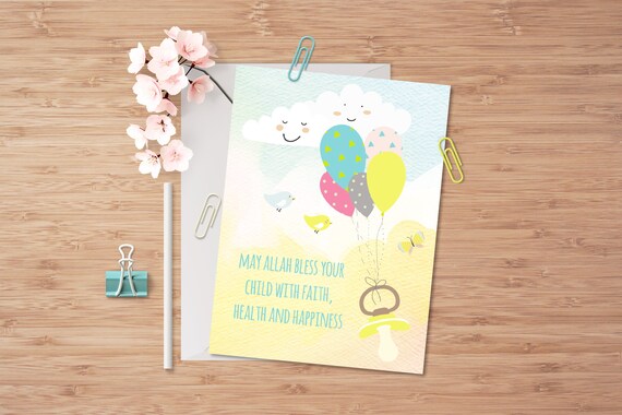 Muslim New Baby Greeting card | Etsy Muslim New Baby Greeting card | Etsy
