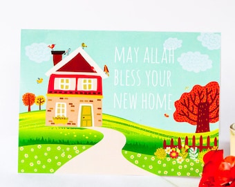 New House Card, House warming party card, new home card, May Allah bless home card, Muslim greeting card, Congratulations on New Home Card