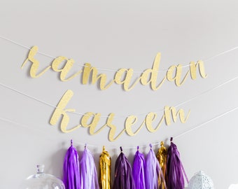 Gold Ramadan Banner, Ramadan decoration, Ramadan garland, Cursive Gold Glitter Ramadan banner,