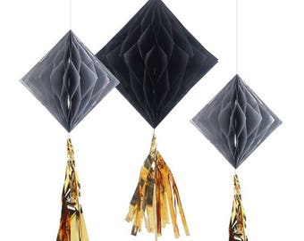 Black and Gold Party Decor | Black and Gold Tassel Decoration | Modern Nursery Decor | Wedding Decor | Eid Decor | Hajj Party Decor