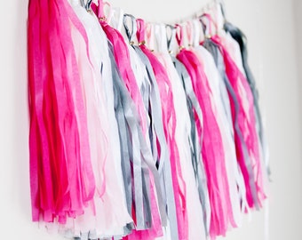 Hot pink and Silver Tassel Garland | Wedding Decor | Pink, white and silver Tassel Garland | Pink Ramadan Decor | Eid Decor | Ramadan Decor